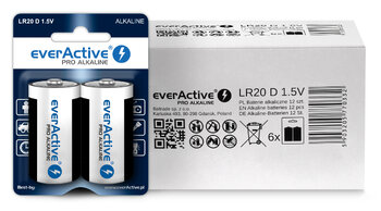 Baterie alkaliczne everActive Pro LR20 / D (kartonik) - 12 sztuk