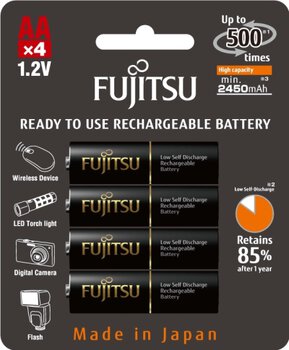 4 x akumulatorki Fujitsu BLACK R6/AA 2550mAh HR-3UTHC