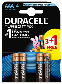 4 x bateria alkaliczna Duracell Duralock Turbo Max LR03 AAA 3+1 BL (blister)