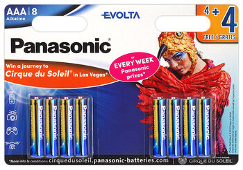 8 x Panasonic Evolta LR03/AAA cirque du soleil  (blister)
