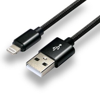 Kabel przewód pleciony USB - Lightning / iPhone everActive CBB-1IB 100cm z obsługą szybkiego ładowania do 2,4A czarny