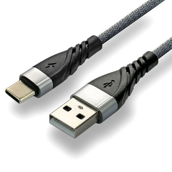Kabel przewód pleciony USB - USB-C / Typ-C everActive CBB-1CG 100cm z obsługą szybkiego ładowania do 3A szary