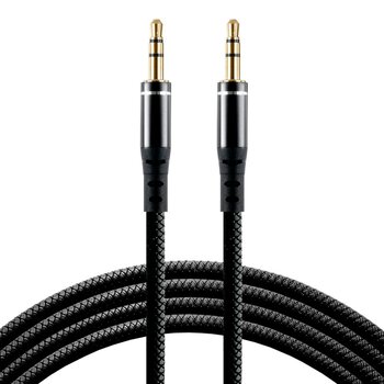 Kabel przewód silikonowy audio AUX wtyk - wtyk jack 3.5 mm stereo 100cm everActive CBS-1JB czarny