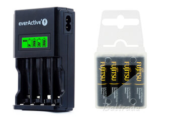 ładowarka everActive NC-450 Black + 4 x akumulatory R03/AAA Fujitsu BLACK 950mAh (box)