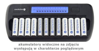 OUTLET Ładowarka akumulatorków Ni-MH profesjonalna everActive NC-1200 na 12 akumulatorków