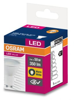 Żarówka LED OSRAM GU10 5W LED VALUE Biała Ciepła 2700k (kąt świecenia 120 stopni)