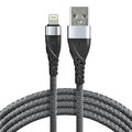 Kabel przewód pleciony USB - Lightning / iPhone everActive CBB-2IG 200cm z obsługą szybkiego ładowania do 2,4A szary
