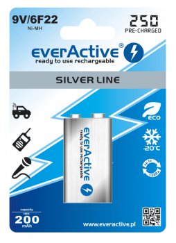 akumulatorek everActive 6F22/9V Ni-MH 250 mAh ready to use akumulatorek everActive 6F22/9V Ni-MH 250 mAh ready to use