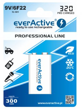 akumulatorek everActive 6F22/9V Ni-MH 320 mAh ready to use akumulatorek everActive 6F22/9V Ni-MH 320 mAh ready to use