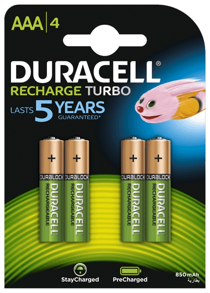 4 x akumulatorki Duracell Recharge Turbo R03 AAA 850 mAh (blister) 4 x akumulatorki Duracell Recharge Turbo R03 AAA 850 mAh (blister)