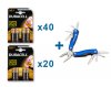 Zestaw baterii alkalicznych Duracell Duralock Basic 40 blistrów LR6/AA + 20 blistrów LR03/AAA + Mini-narzędzie wielofunkcyjne (multitool) 9w1 everActive Zestaw baterii alkalicznych Duracell Duralock Basic 40 blistrów LR6/AA + 20 blistrów LR03/AAA + Mini-narzędzie wielofunkcyjne (multitool) 9w1 everActive