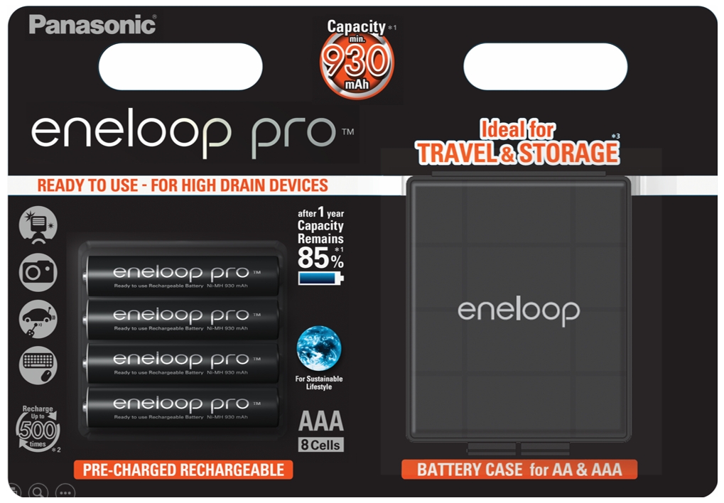 4 x akumulatorki Panasonic Eneloop PRO R03 AAA 930mAh BK-4HCDEC4BE (blister + box) 4 x akumulatorki Panasonic Eneloop PRO R03 AAA 930mAh BK-4HCDEC4BE (blister + box)