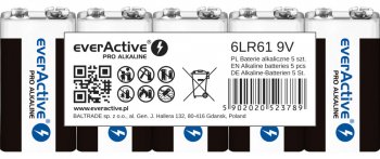 5 x baterie alkaliczne everActive Pro 6LR61 / 6LF22 9V (taca) 5 x baterie alkaliczne everActive Pro 6LR61 / 6LF22 9V (taca)