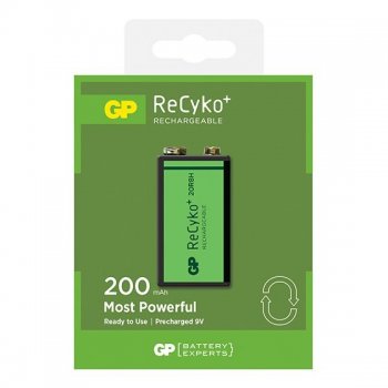 1 akumulatorek 6F22/9V GP ReCyko+ 200 Series 200mAh 1 akumulatorek 6F22/9V GP ReCyko+ 200 Series 200mAh
