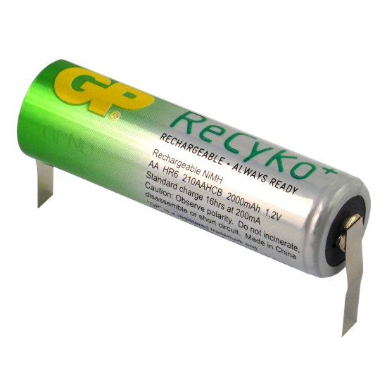 1 x GP ReCyko+ R6/AA 2000mAh z przygrzanymi blaszkami typ:U 1 x GP ReCyko+ R6/AA 2000mAh z przygrzanymi blaszkami typ:U