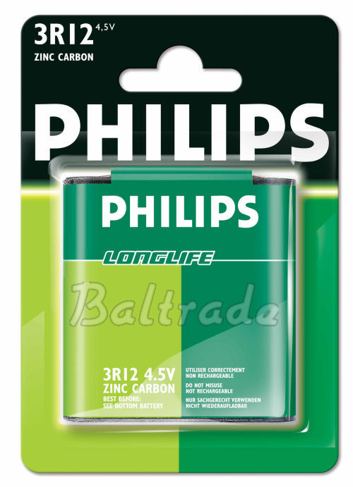 bateria cynkowo-węglowa Philips LongLife 3R12 - płaska (blister) bateria cynkowo-węglowa Philips LongLife 3R12 - płaska (blister)