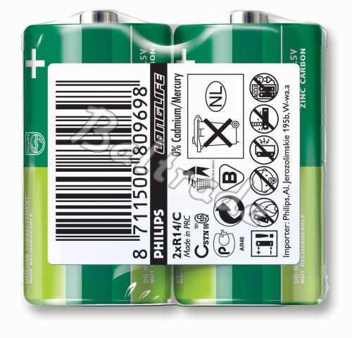 bateria cynkowo-węglowa Philips LongLife R14 C (taca) bateria cynkowo-węglowa Philips LongLife R14 C (taca)