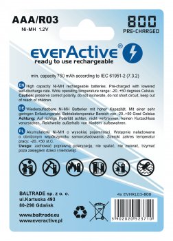4x akumulatorki everActive R03/AAA Ni-MH 800 mAh ready to use 4x akumulatorki everActive R03/AAA Ni-MH 800 mAh ready to use