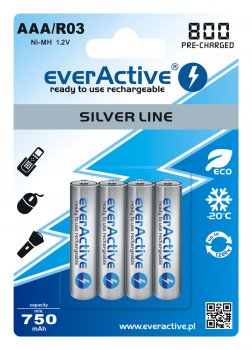 4x akumulatorki everActive R03/AAA Ni-MH 800 mAh ready to use 4x akumulatorki everActive R03/AAA Ni-MH 800 mAh ready to use