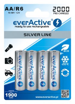 4x akumulatorki everActive R6/AA Ni-MH 2000 mAh ready to use 4x akumulatorki everActive R6/AA Ni-MH 2000 mAh ready to use