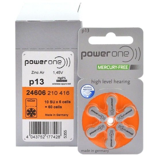 60 x baterie do aparatów słuchowych Power One Varta 13 MF 60 x baterie do aparatów słuchowych Power One Varta 13 MF