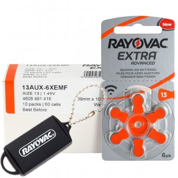 60 x baterie do aparatów słuchowych Rayovac Extra Advanced 13 + zasobnik na baterie Rayovac 60 x baterie do aparatów słuchowych Rayovac Extra Advanced 13 + zasobnik na baterie Rayovac