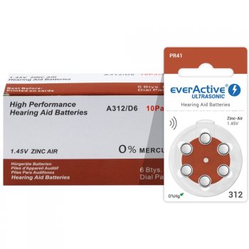 6 x baterie do aparatów słuchowych everActive ULTRASONIC 312 6 x baterie do aparatów słuchowych everActive ULTRASONIC 312