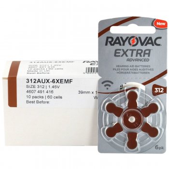 6 x baterie do aparatów słuchowych Rayovac Extra Advanced 312 MF 6 x baterie do aparatów słuchowych Rayovac Extra Advanced 312 MF