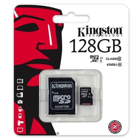 karta pamięci Kingston microSDXC 128GB class 10 UHS-I + adapter SD karta pamięci Kingston microSDXC 128GB class 10 UHS-I + adapter SD