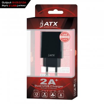 ładowarka sieciowa ATX Platinum U05 z dwoma gniazdem USB 2000mA + 1000mA ładowarka sieciowa ATX Platinum U05 z dwoma gniazdem USB 2000mA + 1000mA