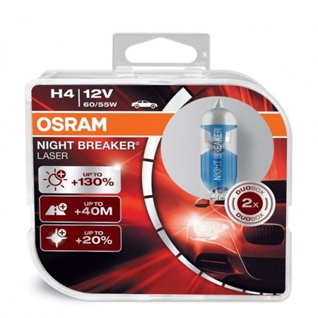 2x Osram H4 Night Breaker LASER + 130% światła (duo pack) 2x Osram H4 Night Breaker LASER + 130% światła (duo pack)