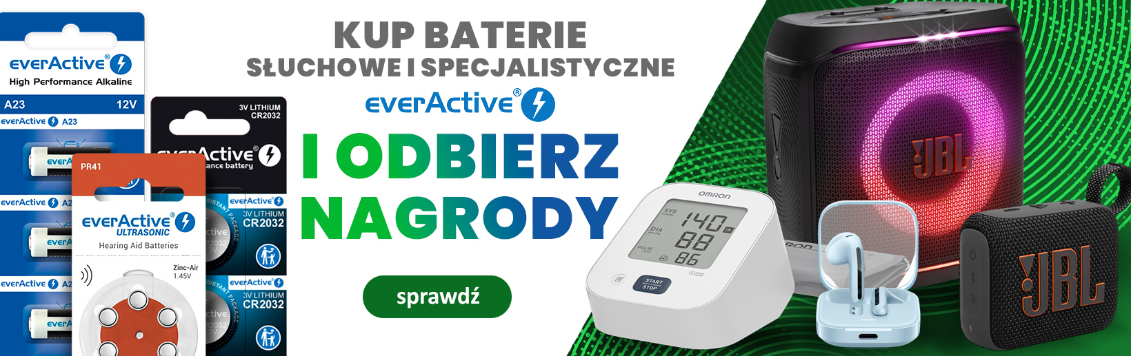 Zrób zakupy baterii słuchowych i specjalistycznych everActive i wybierz prezent za 1 zł!