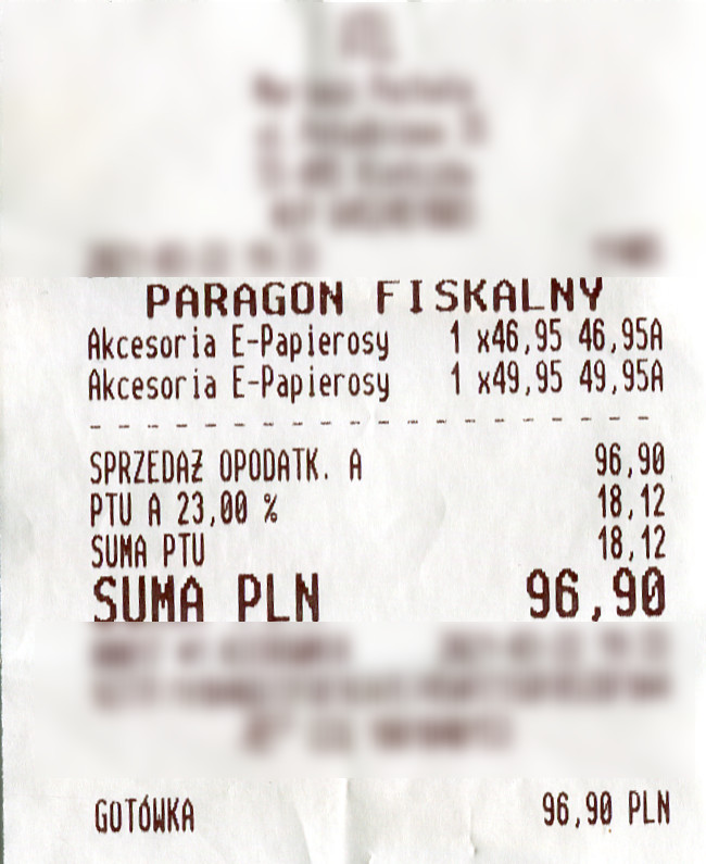 Dowód zakupu Paragon - zakup