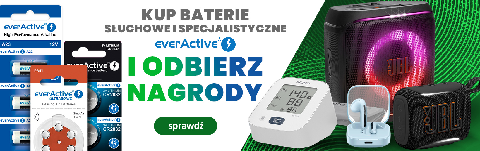 Zrób zakupy baterii słuchowych i specjalistycznych everActive i wybierz prezent za 1 zł!