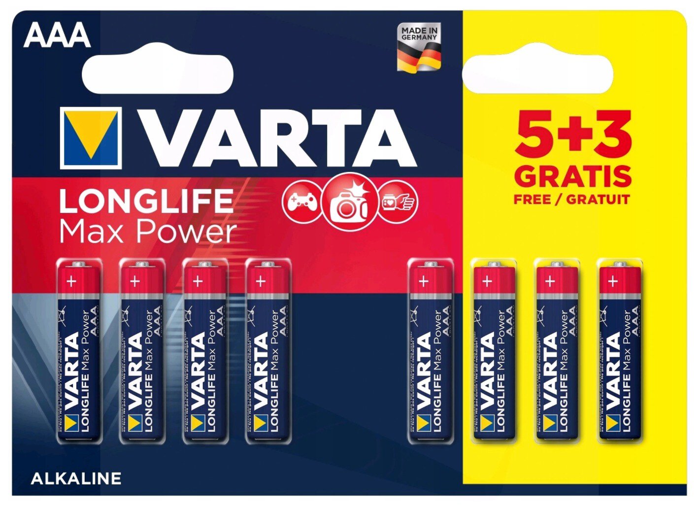 16 x Varta Longlife Max Power Max Tech 4703 AAA Micro LR03 Foto 1,5V Batterie 