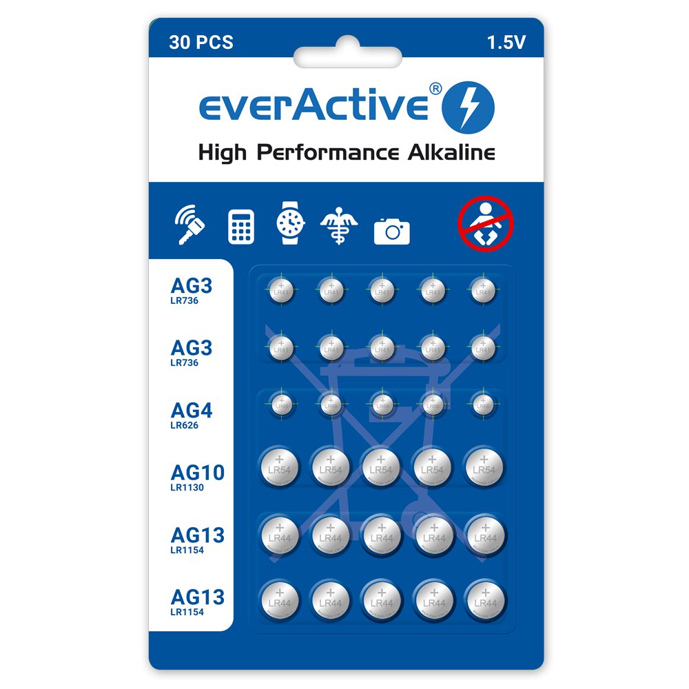 Zestaw 30 sztuk baterii alkalicznych everActive