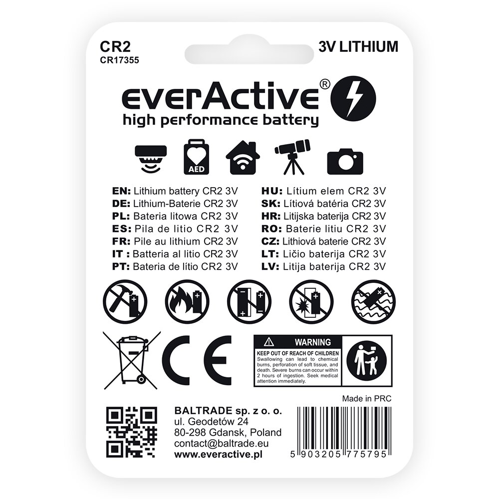 everActive CR2 Photo Lithium Battery - 1ks