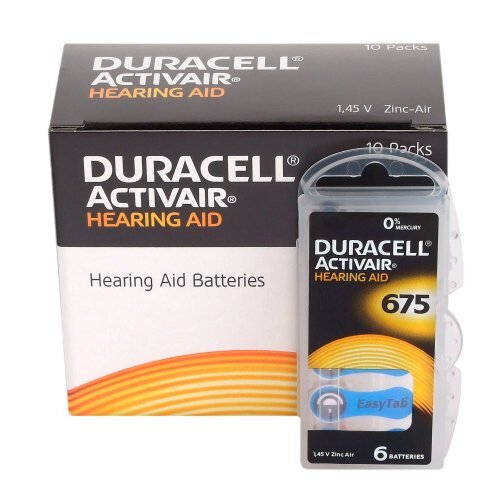 120 x baterie do aparatów słuchowych Duracell ActivAir 675 + maska antybakteryjna wielokrotnego użytku Stanteks