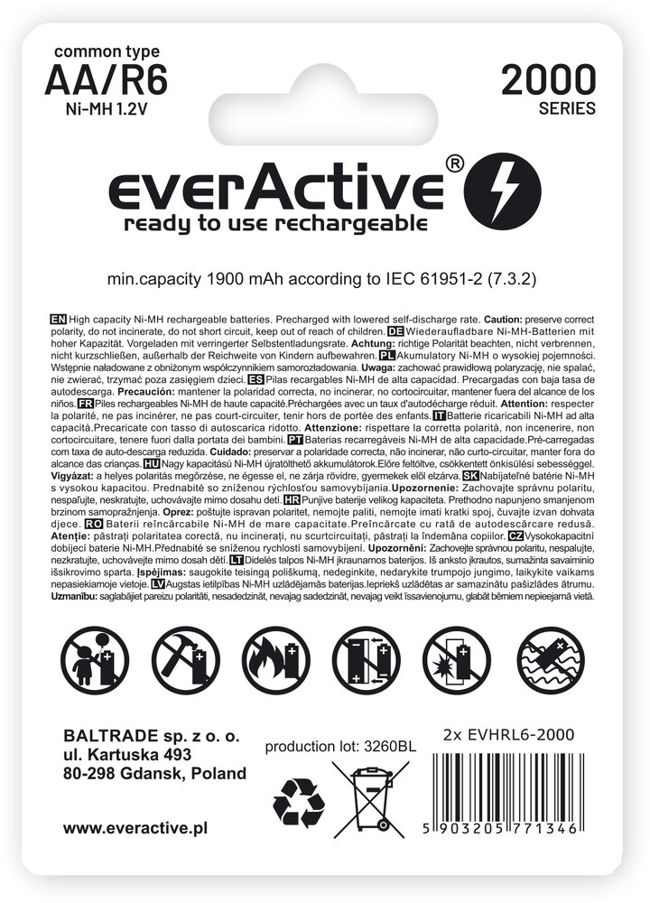 everActive silver line R6/AA Ni-MH 2000 mAh / EVHRL6-2000_2bl - 2ks