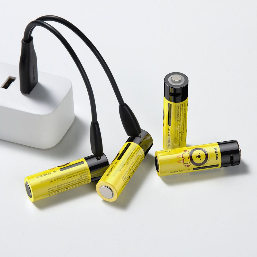 4 x akumulatorki Baseus PCWH000311 R6 / AA / 14500 1,5V Li-ion 1920mAh micro USB z zabezpieczeniem