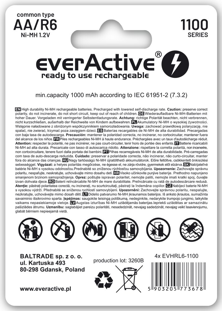 everActive R6/AA Ni-MH 1100 mAh - 4ks