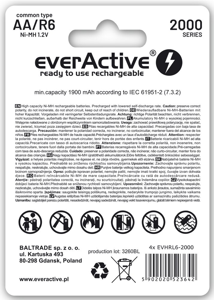 everActive silver line R6/AA 2000mAh / EVHRL6-2000_4bl - 4ks