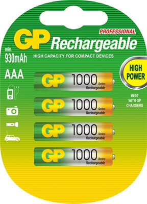 4 x akumulatorki GP R03 AAA Ni-MH 1000