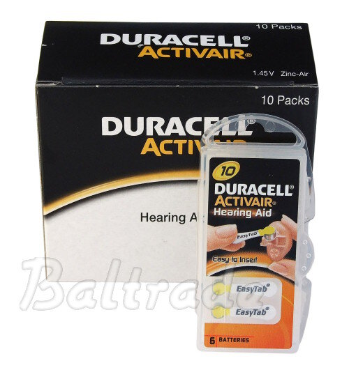 6 x baterie do aparatów słuchowych Duracell ActivAir 10