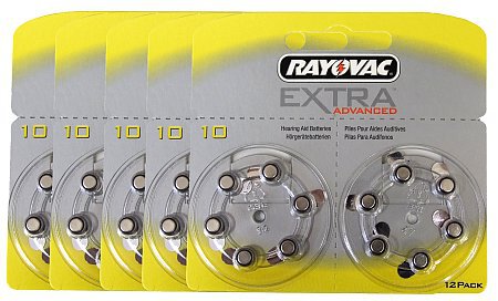 60 x baterie do aparatów słuchowych Rayovac Extra Advanced 10 (podwójny blister)