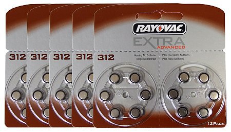 60 x baterie do aparatów słuchowych Rayovac Extra Advanced 312 (podwójny blister)