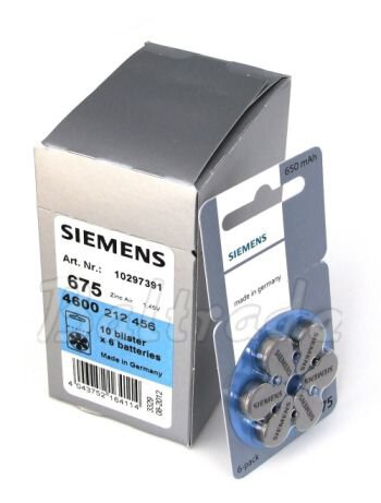60 x baterie do aparatów słuchowych Siemens 675