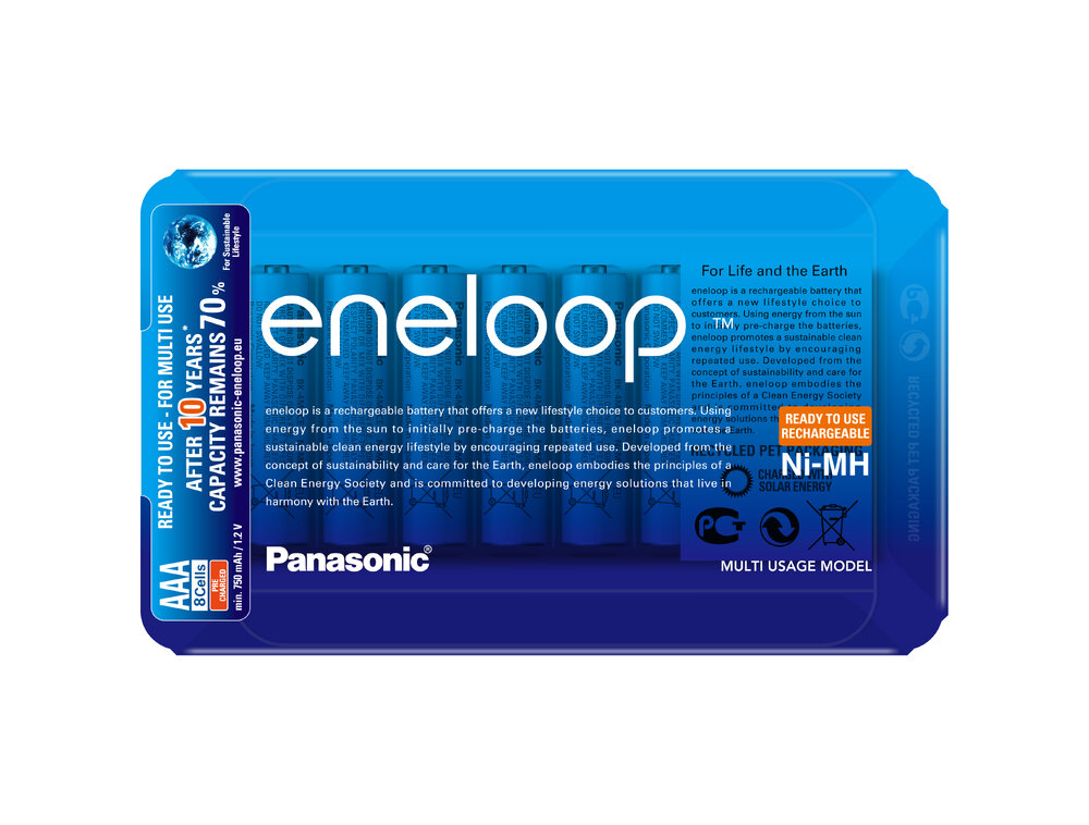8 x Panasonic Eneloop R03/AAA 800mAh BK-4MCCE/8LE (sliding pack)