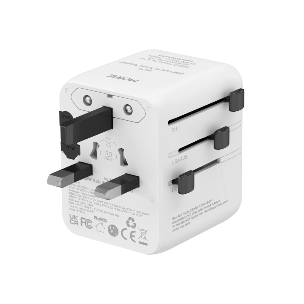 MORRE M470 Travel Adapter 20W 2xUSB-C 1xUSB-A