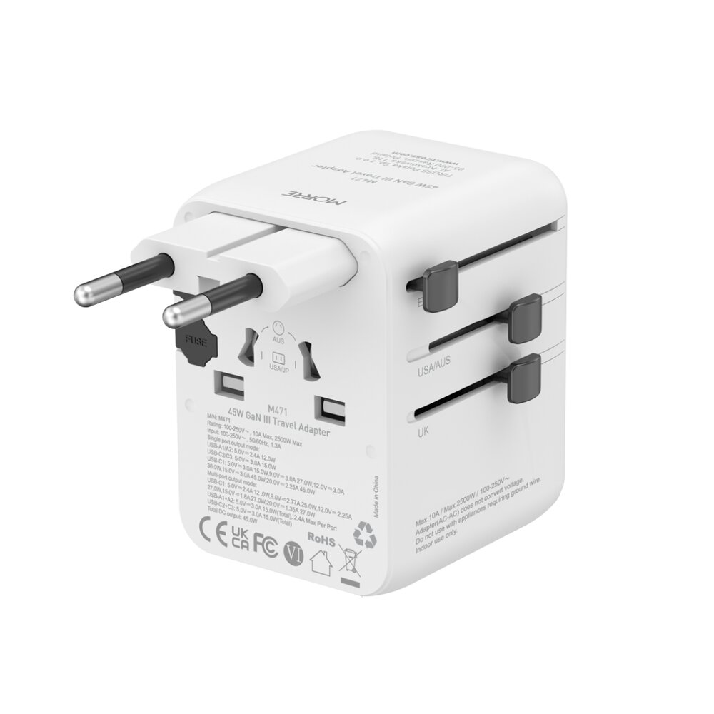 MORRE M471 Travel Adapter 45W 3xUSB-C 2xUSB-A